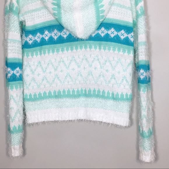 blue and white pullover